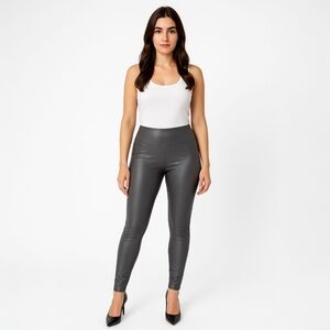 BAGATELLE NYC High Rise Dark Mushroom Gray Faux Leather Leggings Size Medium